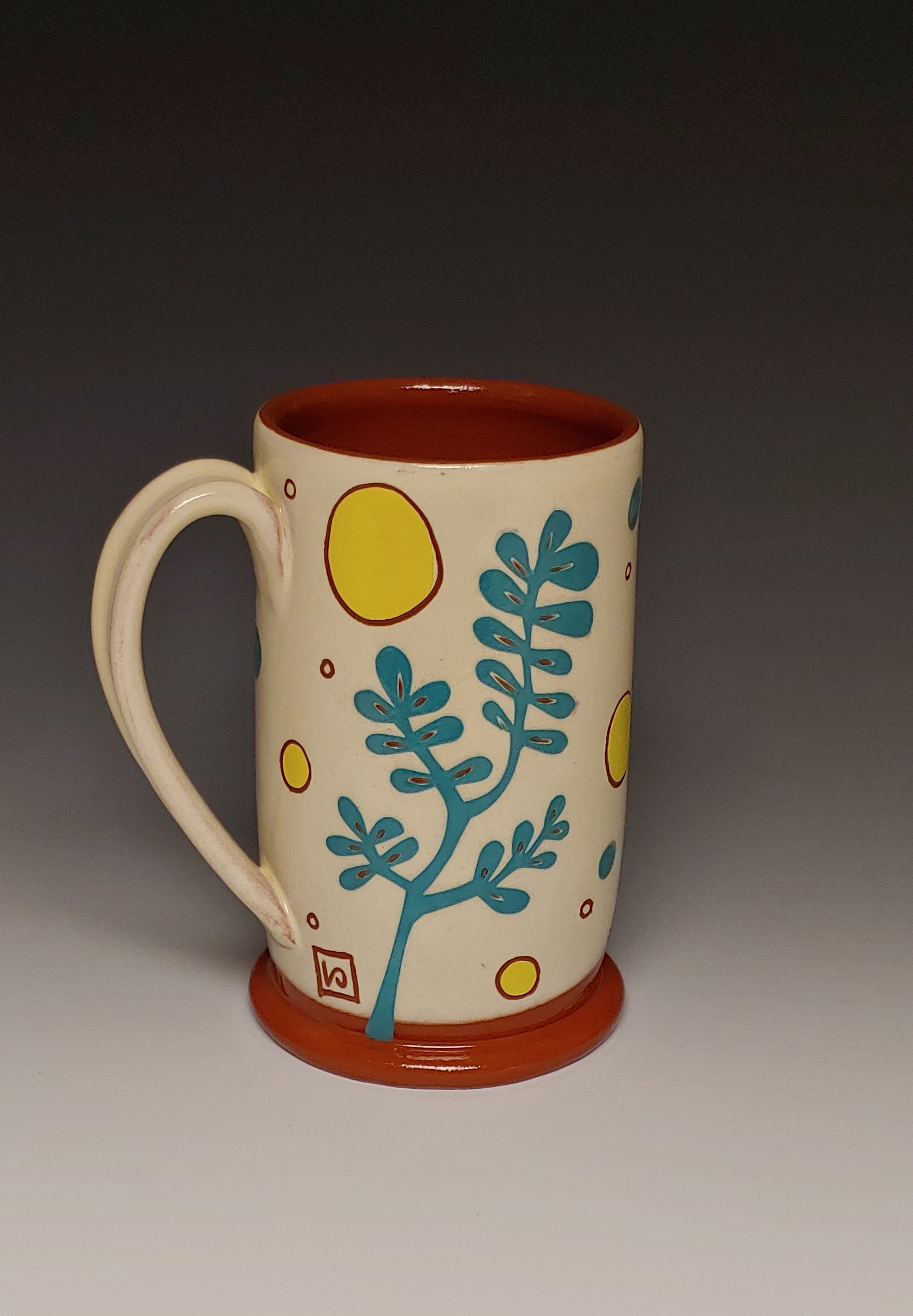 Cheerful Leafy Mug with Yellow Spots